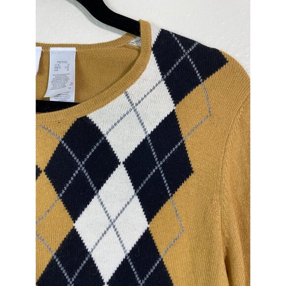 Liz Claiborne Argyle Cardigan Sweater Size Small Petite Cotton Silk Angora Blend - Picture 7 of 12